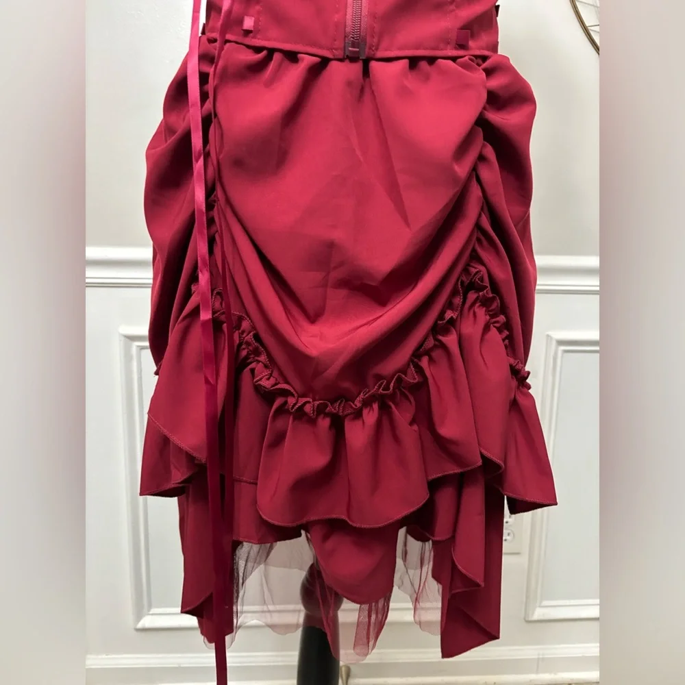 Women's Gothic Square Neck Sleeveless Ruffle Dress *see description* - Picture 3 of 9